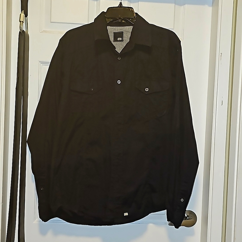 Jack & Jones men's black casual button down shirt